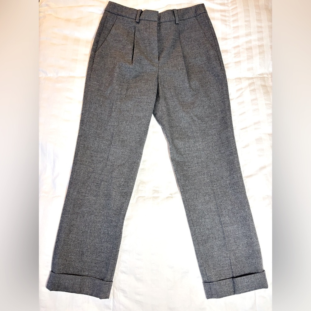Aritzia Babaton Womens Cropped Gray TrousersDress Pant Casual Front Pleats 4